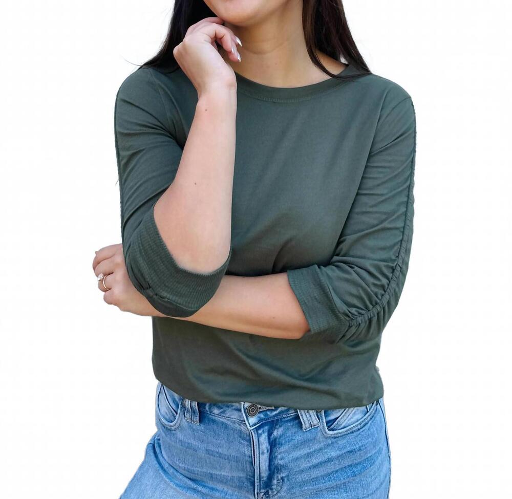 NEW DYLAN women's julia knit top in olive branch